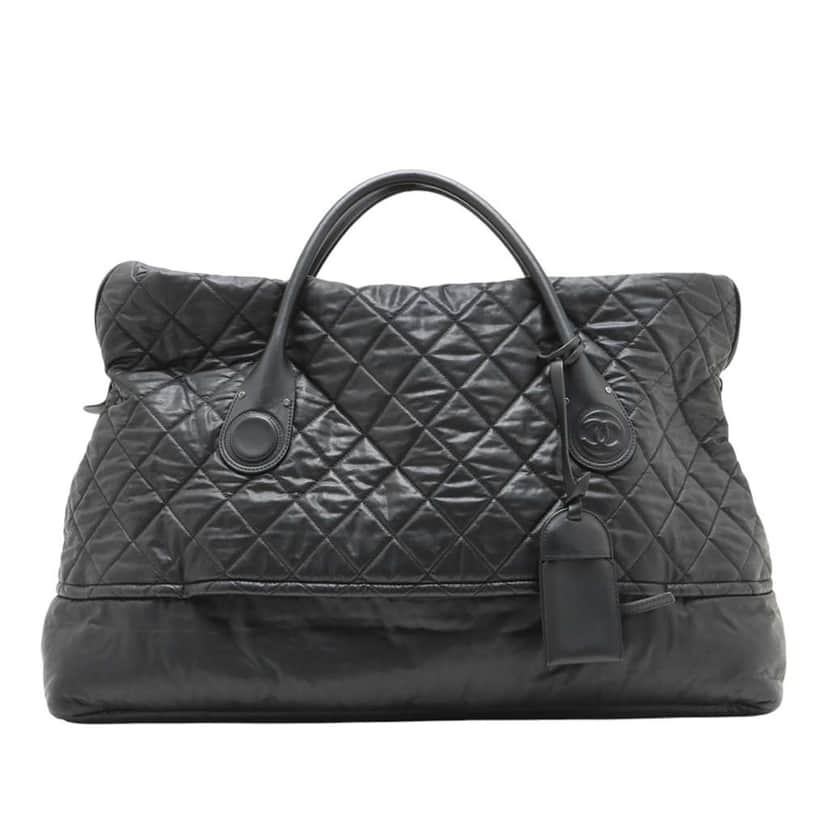 Chanel Quilted Coated Canvas Horizontal Sport Weekender Black Canvas Good condition - Front View