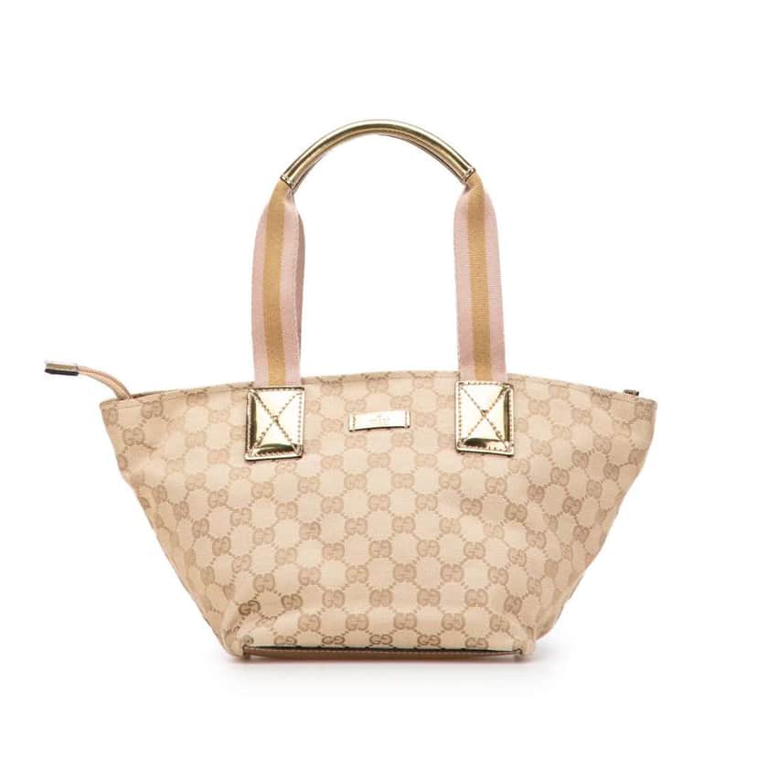 Gucci GG Canvas Web Handbag Brown Canvas Very good condition - Front View