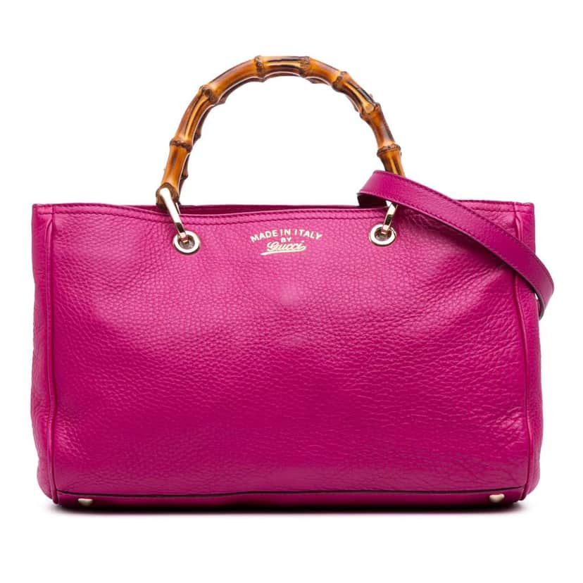 Gucci Medium Calfskin Bamboo Shopper Satchel Pink Leather Good condition - Front View