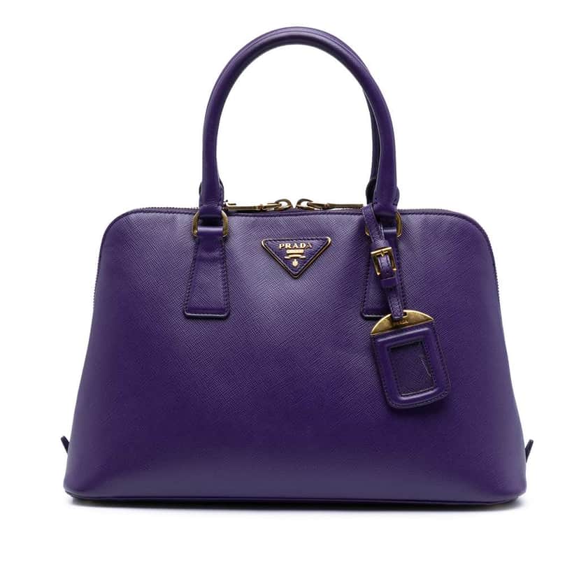 Prada Medium Saffiano Lux Promenade Satchel Purple Leather Good condition - Front View
