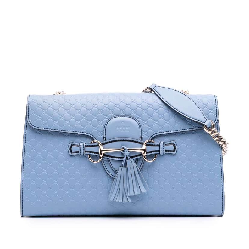 Gucci Medium Microguccissima Emily Shoulder Bag Blue Leather Good condition - Front View