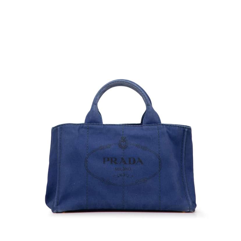 Prada Canvas Canapa Logo Satchel Blue Canvas Good condition - Front View
