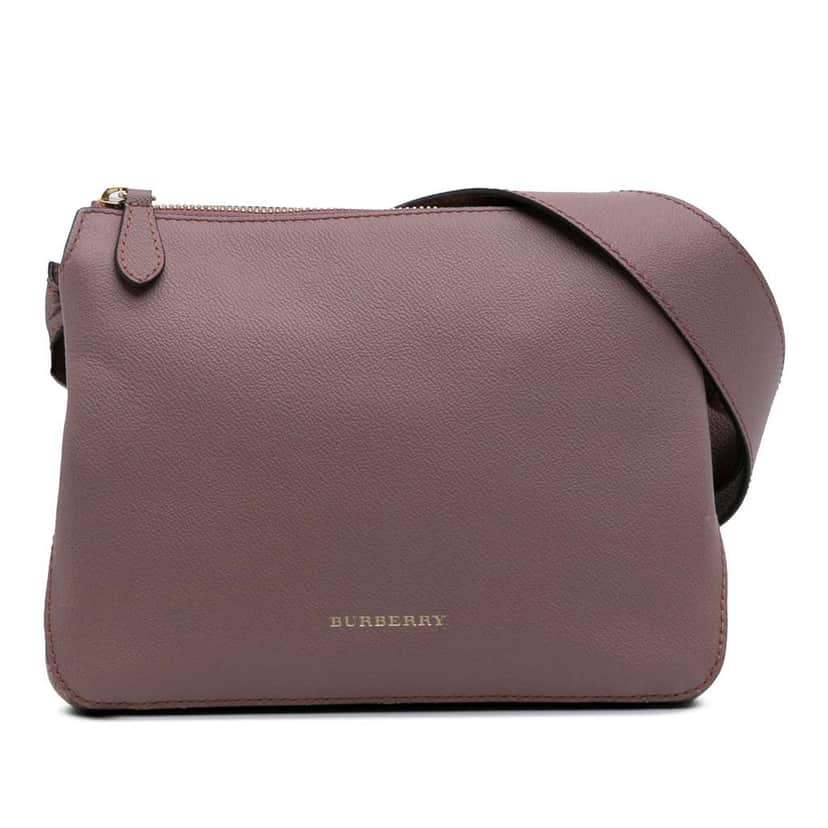 Burberry Small Grained Calfskin House Check Helmsley Crossbody Pink Leather Good condition - Front View