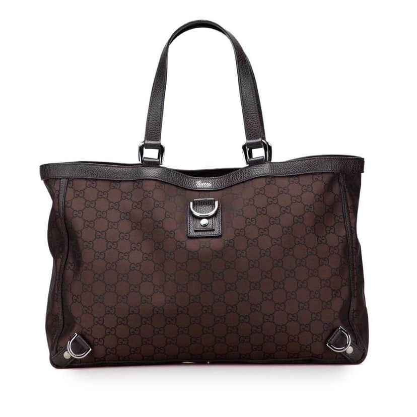 Gucci GG Nylon Abbey D Ring Tote Brown Good condition - Front View