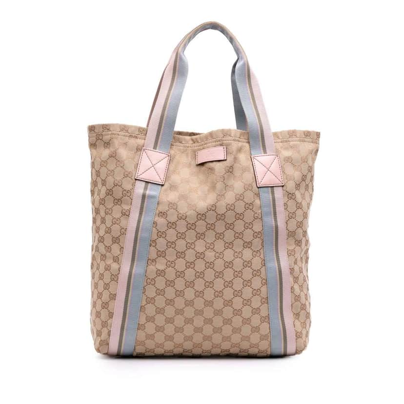 Gucci GG Canvas Web Tote Brown Canvas Good condition - Front View