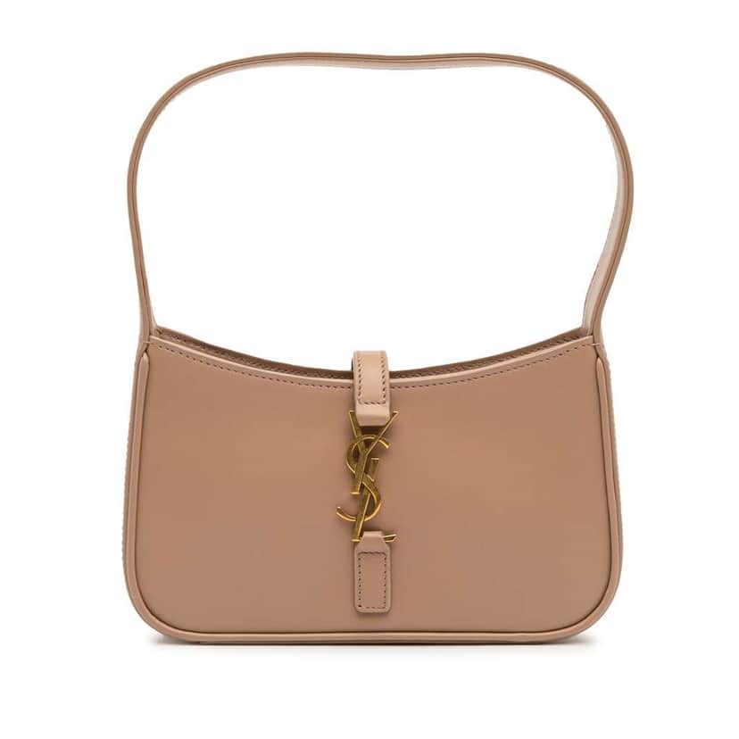 Saint Laurent Mini Calfskin Le 5 a 7 Shoulder Bag Brown Leather Good condition - Front View