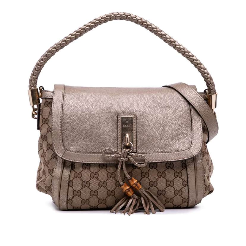 Gucci GG Canvas Bella Flap Satchel Brown Canvas Good condition - Front View