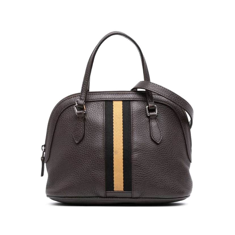 Gucci Mini Leather Web Dome Satchel Brown Leather Good condition - Front View