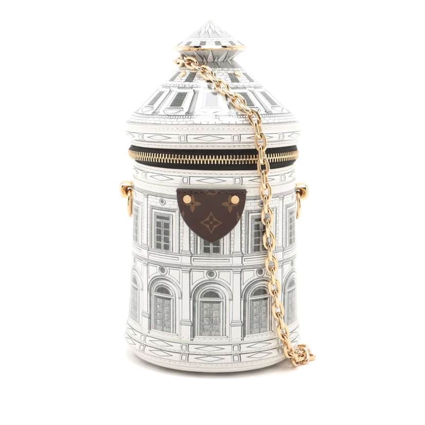 Louis Vuitton Fornasetti Architectura Cannes Vase White Leather Good condition - Front View
