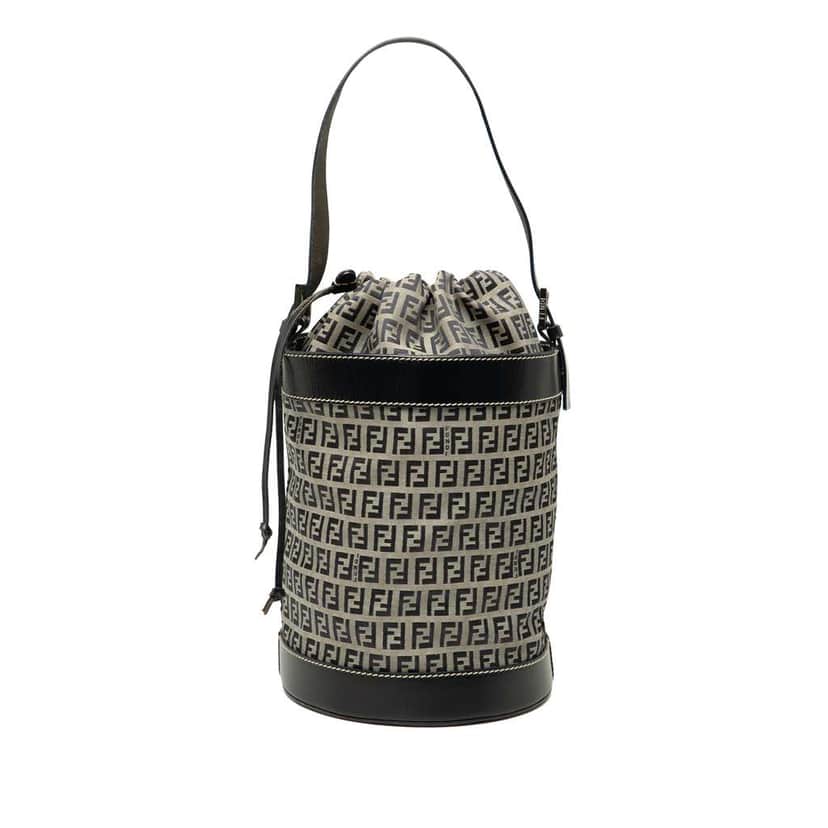 Fendi Zucchino Canvas Bucket Bag Grey Canvas Good condition - Front View