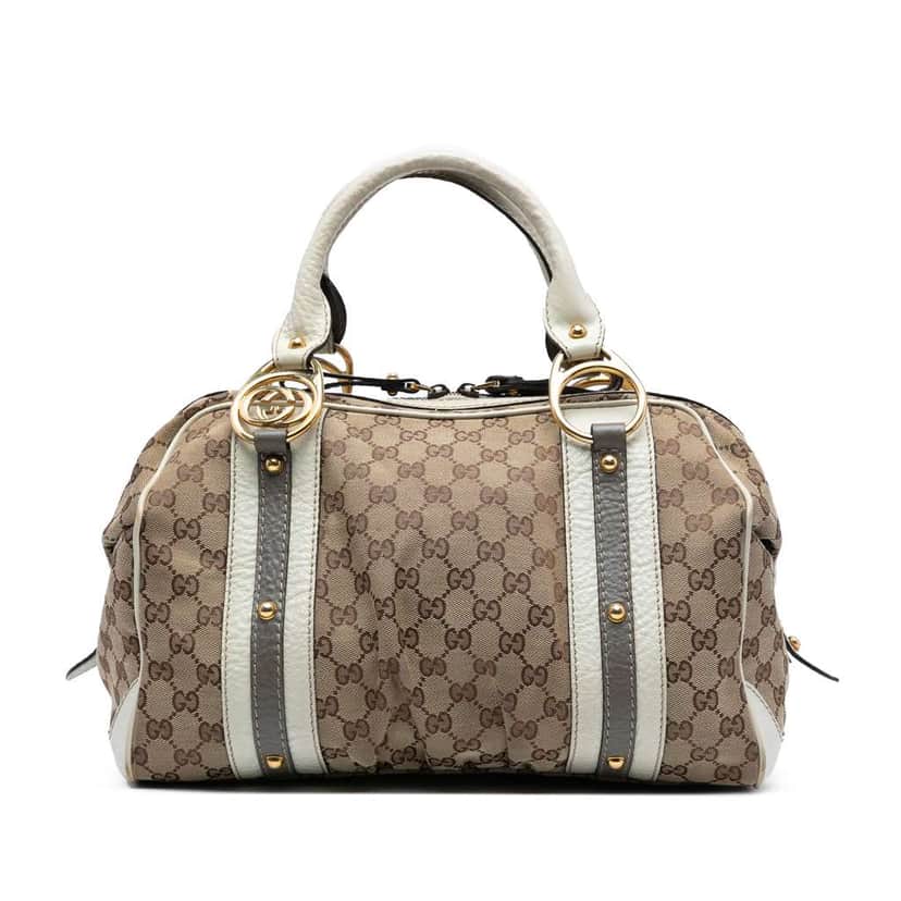 Gucci Medium GG Canvas Interlocking G Boston Bag Brown Canvas Good condition - Front View