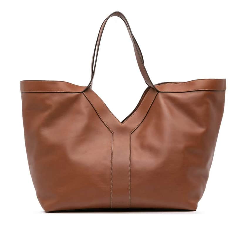 Saint Laurent Leather Y Tote Brown Leather Good condition - Front View