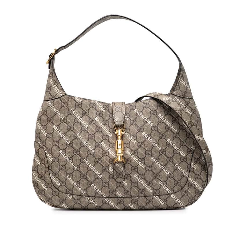 Gucci Balenciaga The Hacker Project Medium GG Supreme Jackie 1961 Brown Canvas Good condition - Front View
