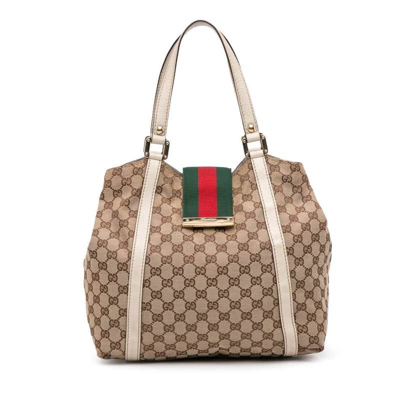 Gucci GG Canvas Web New Ladies Tote Brown Canvas Good condition - Front View