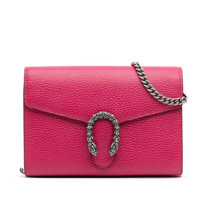 Gucci Mini Leather Dionysus Wallet on Chain Pink Leather Very good condition - Front View