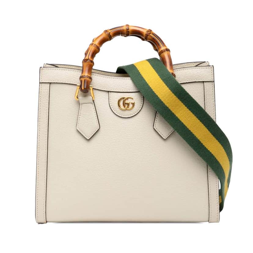 Gucci Medium Leather Bamboo Diana Satchel White Leather Good condition - Front View