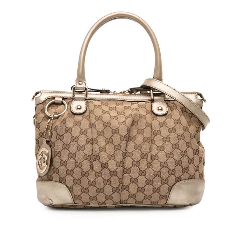 Gucci GG Canvas Sukey Satchel Brown Canvas Good condition - Front View