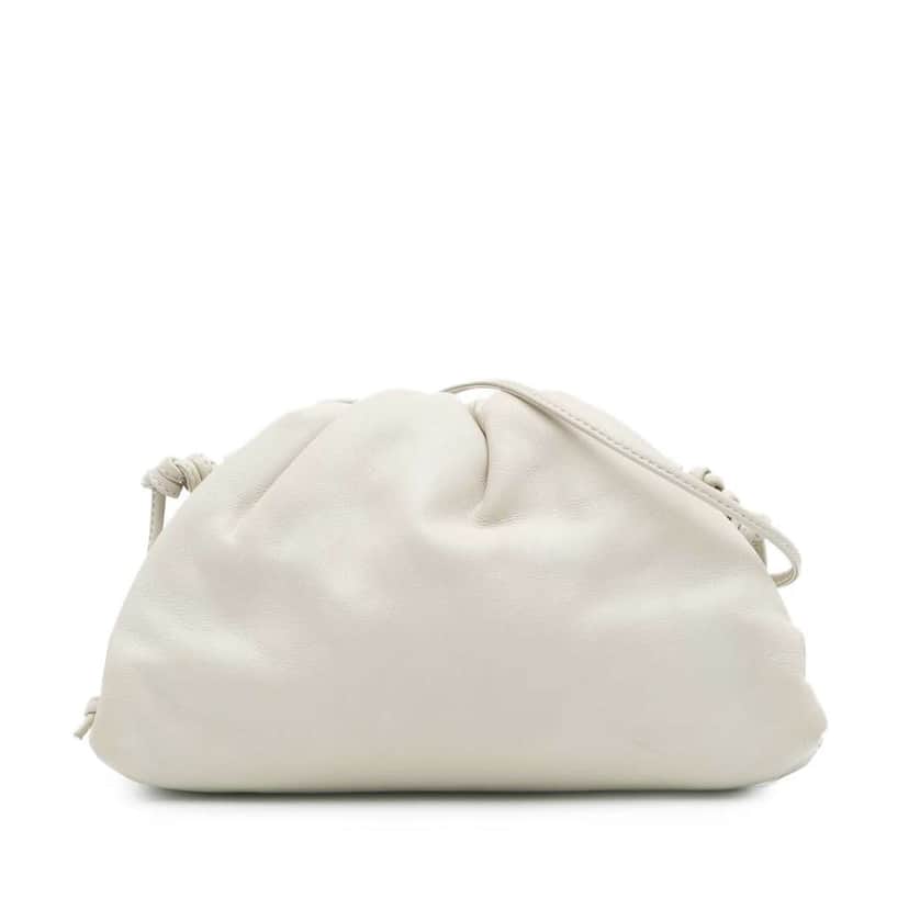 Bottega Veneta Lambskin The Mini Pouch Crossbody White Leather Good condition - Front View