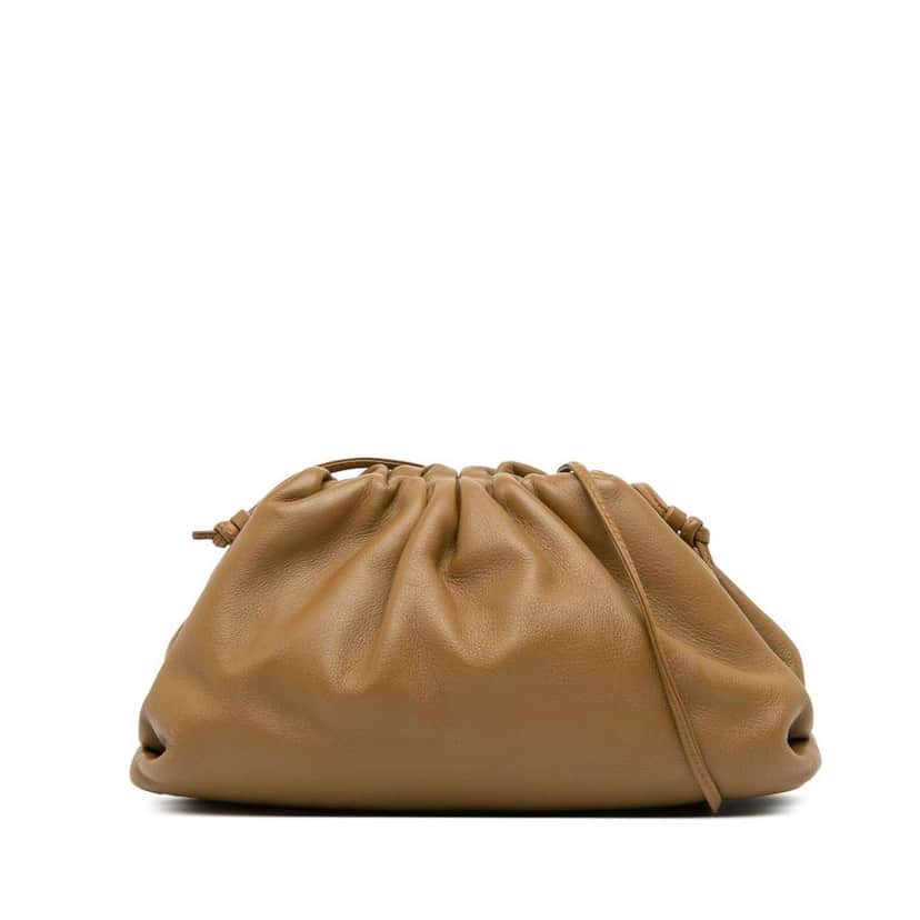 Bottega Veneta Lambskin The Mini Pouch Crossbody Brown Leather Good condition - Front View
