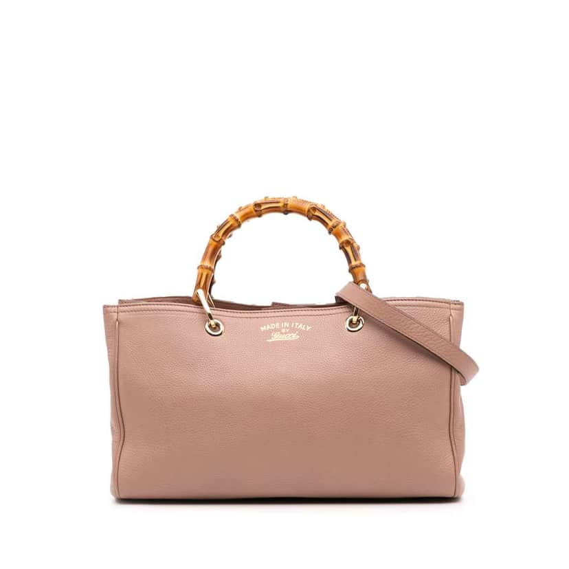 Gucci Medium Calfskin Bamboo Shopper Satchel Pink Leather Good condition - Front View