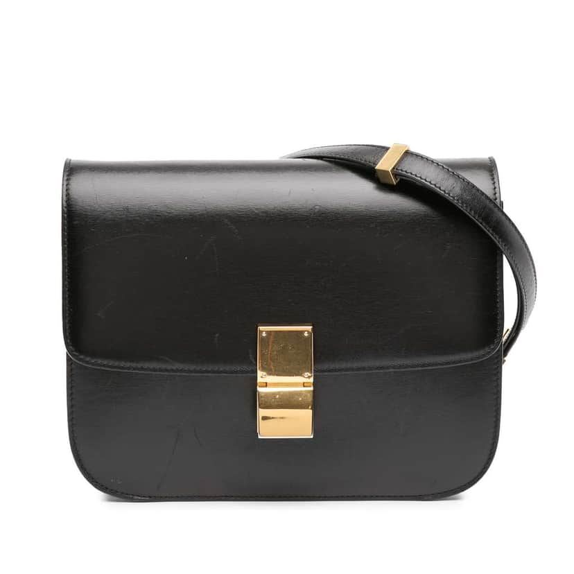Celine Medium Calfskin Classic Box Black Leather Good condition - Front View