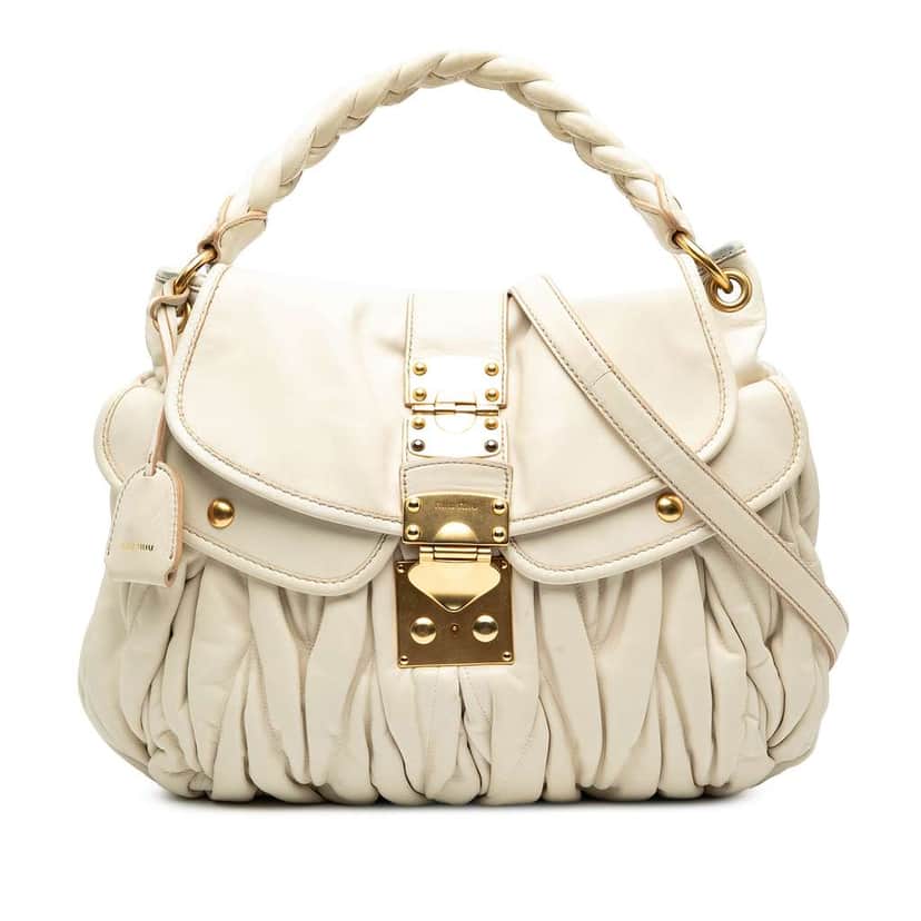 Miu Miu Matelasse Nappa Coffer Satchel White Leather Good condition - Front View