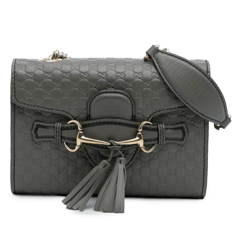 Gucci Mini Microguccissima Emily Crossbody Grey Leather Good condition - Front View