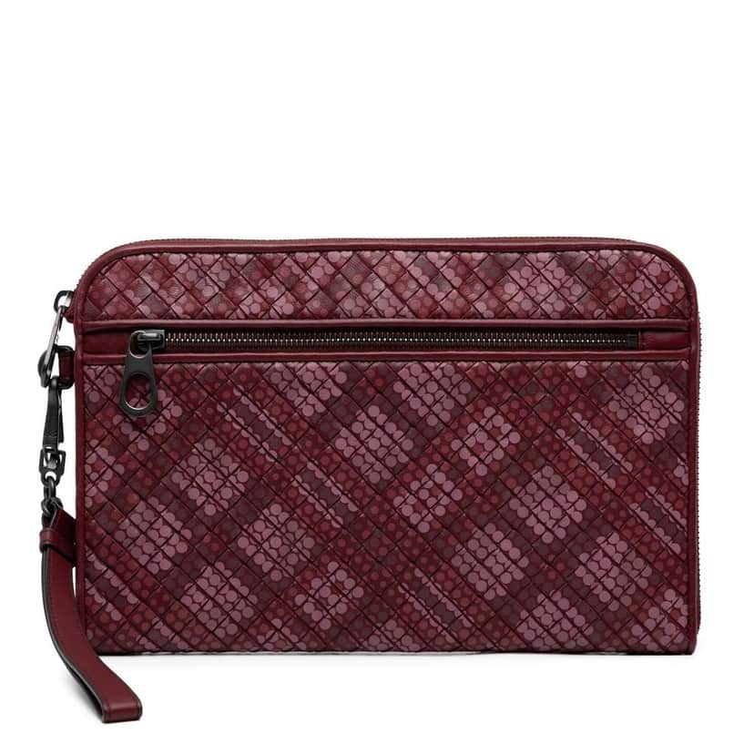 Bottega Veneta Calfskin Intrecciato Dot Document Case Red Leather Good condition - Front View