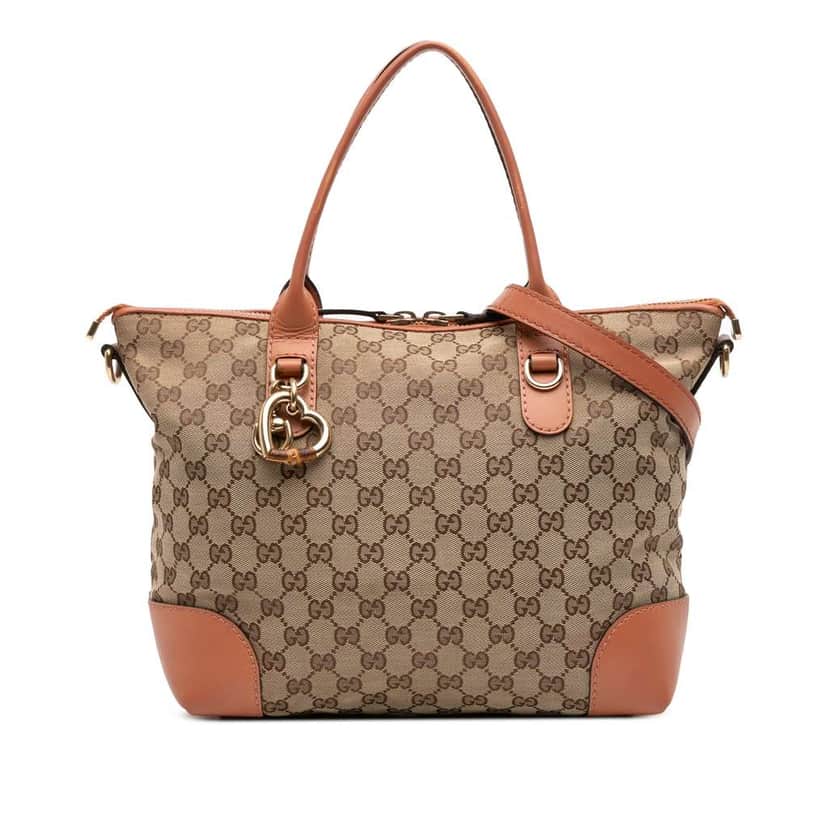 Gucci GG Canvas Heart Bit Satchel Brown Canvas Good condition - Front View