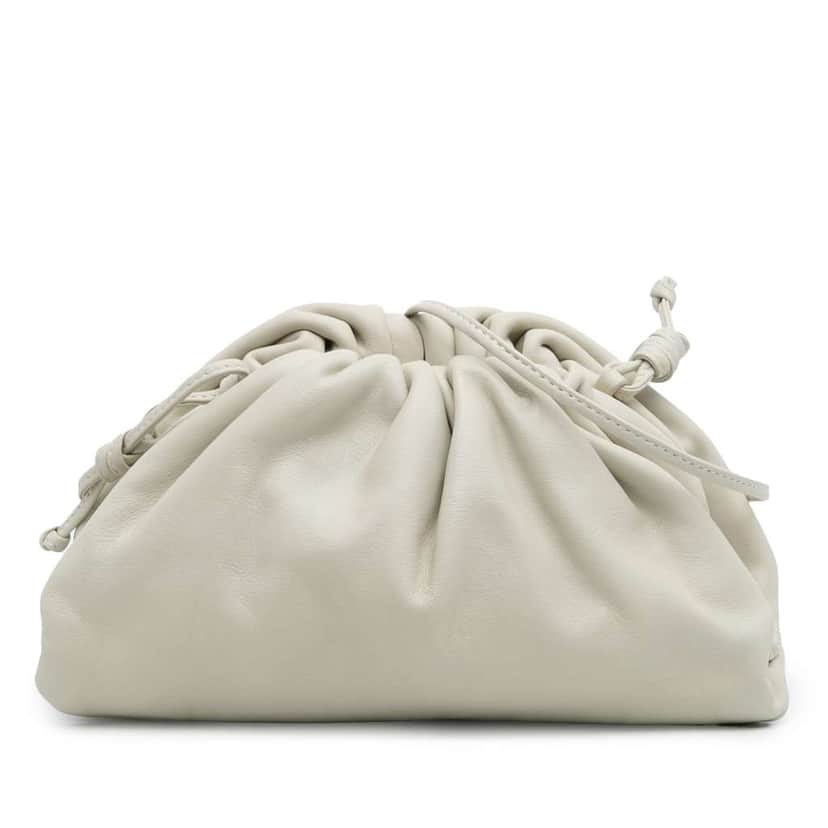 Bottega Veneta Lambskin The Mini Pouch Crossbody White Leather Good condition - Front View