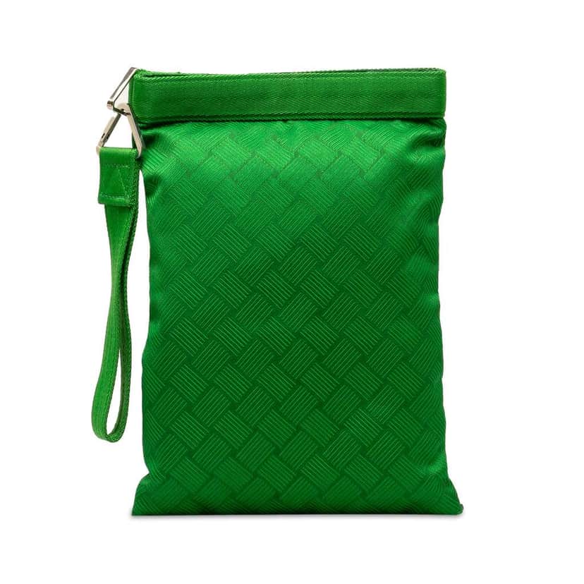 Bottega Veneta Nylon Wrist Pouch Green Good condition - Front View