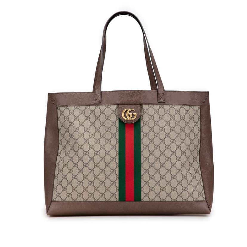 Gucci Disney Large GG Supreme Three Little Pigs Ophidia Tote Brown Canvas Good condition - Front View
