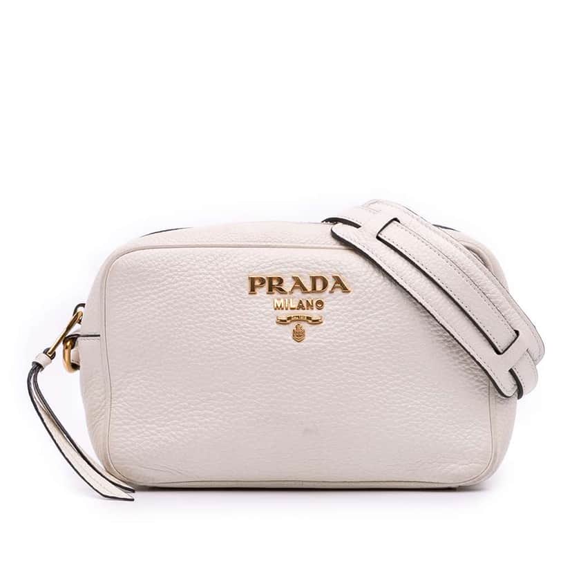 Prada Vitello Daino Camera Bag White Leather Good condition - Front View