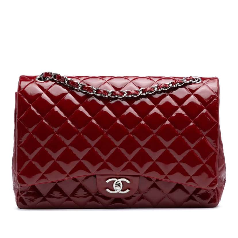 Chanel Maxi Classic Patent Double Flap Red Leather Good condition - Front View