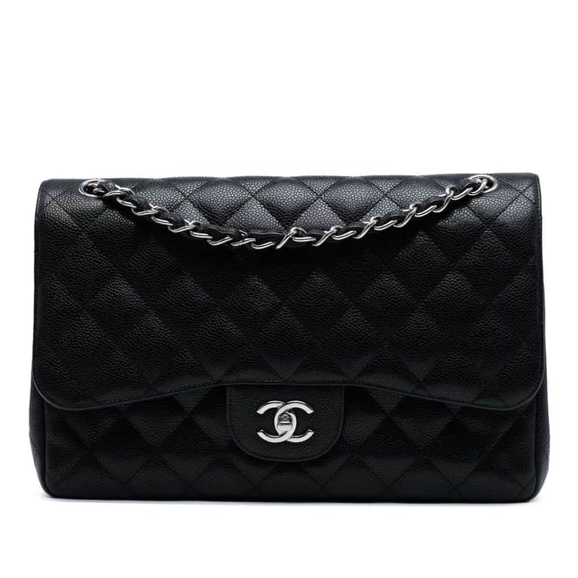 Chanel Jumbo Classic Caviar Double Flap Black Leather Good condition - Front View