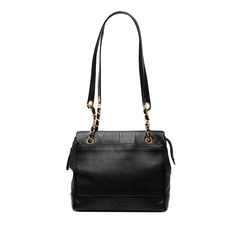 Chanel Triple CC Caviar Shoulder Bag Black Leather Good condition - Front View