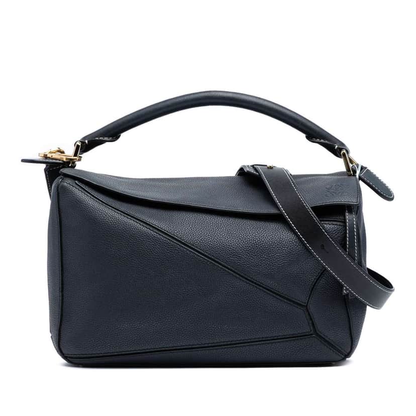 Loewe Medium Calfskin Puzzle Satchel Black Leather Good condition - Front View