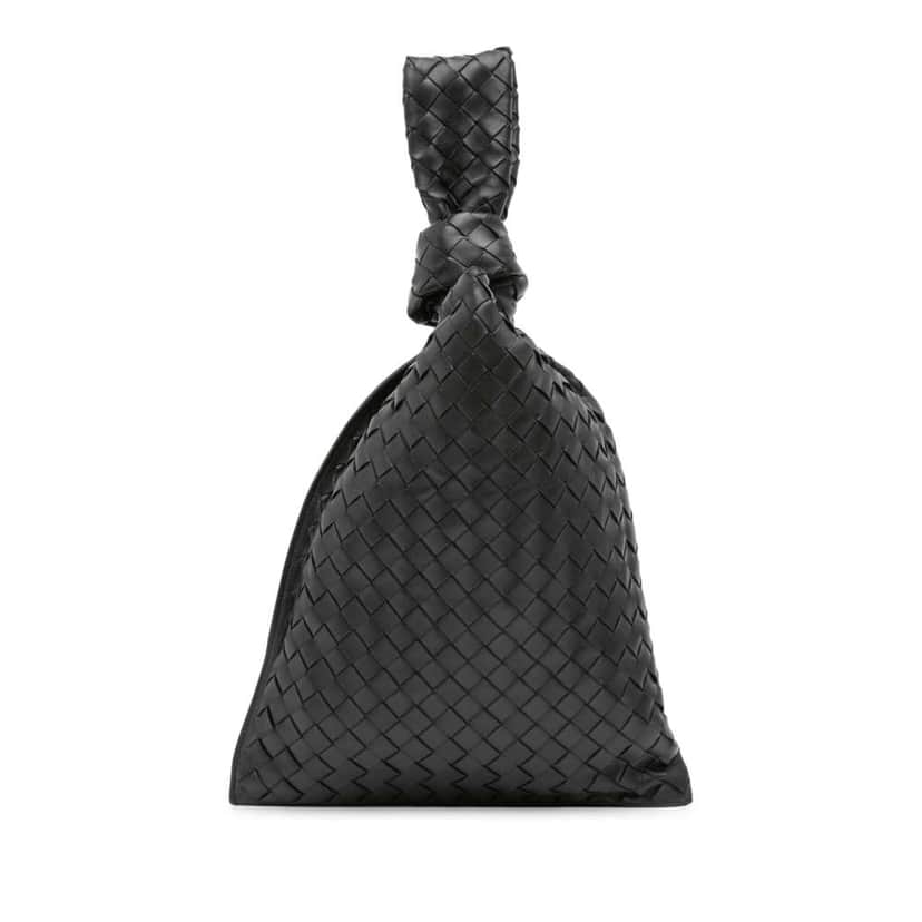 Bottega Veneta Nappa Intrecciato BV Twist Handbag Black Leather Good condition - Front View
