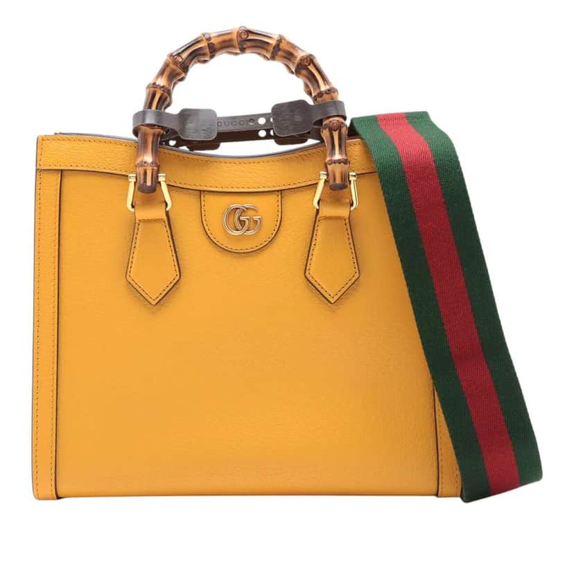 Gucci Medium Leather Bamboo Diana Satchel Yellow Leather Good condition - Front View