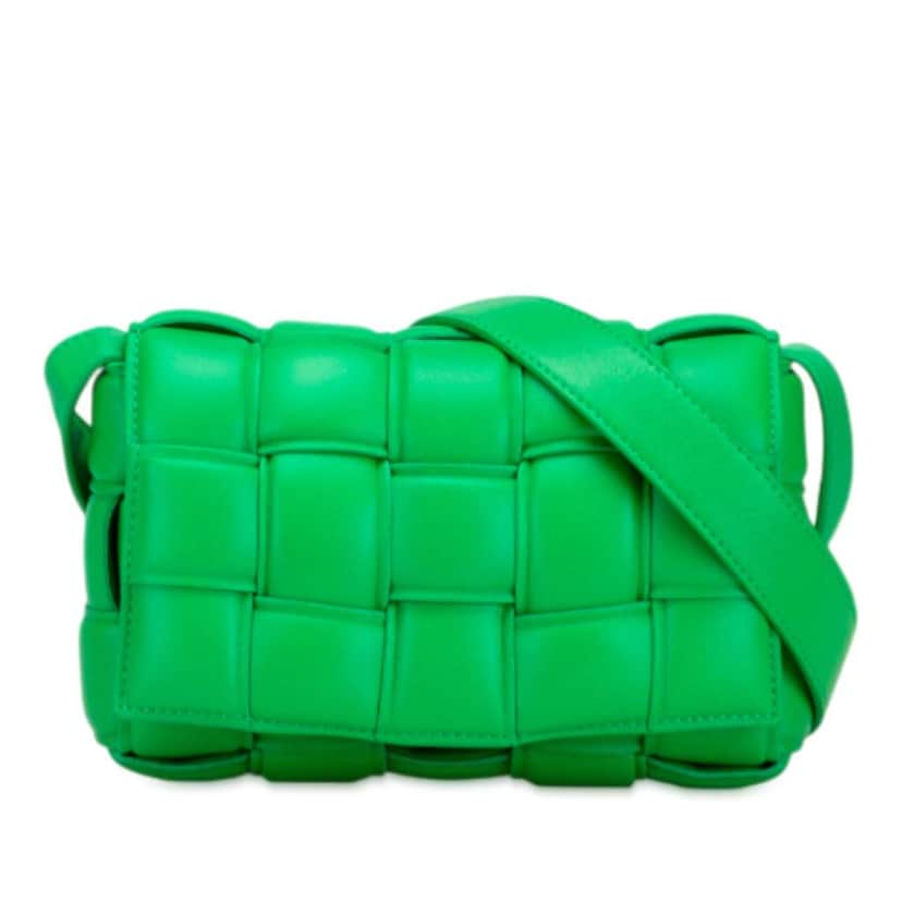 Bottega Veneta Small Nappa Intrecciato Padded Cassette Crossbody Green Leather Good condition - Front View