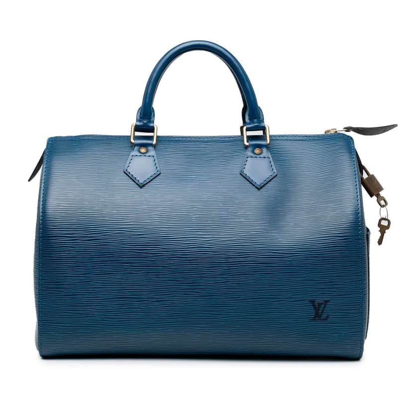 Louis Vuitton Epi Speedy 30 Blue Leather Good condition - Front View