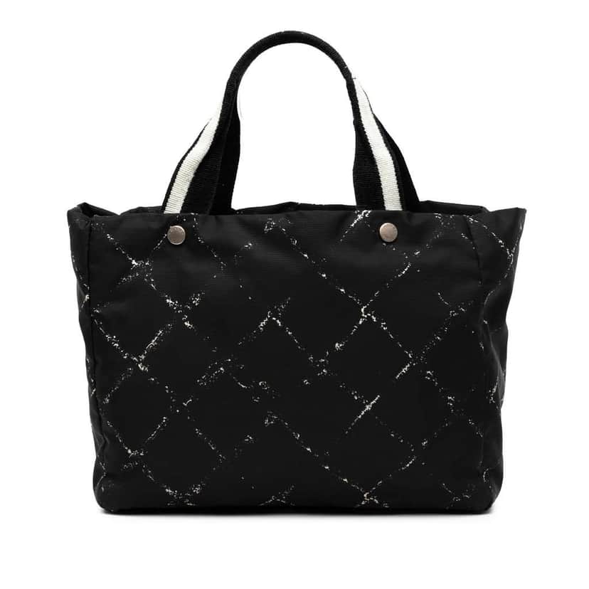 Chanel Old Travel Line Nylon Tote Black Good condition - Front View