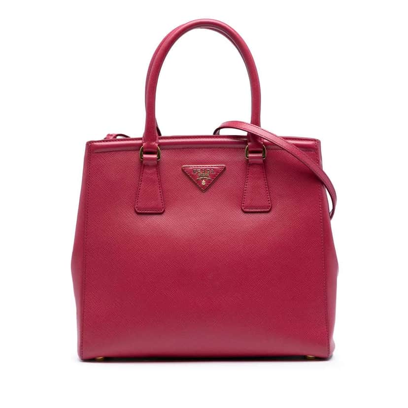 Prada Saffiano Lux Parabole Satchel Red Leather Very good condition - Front View