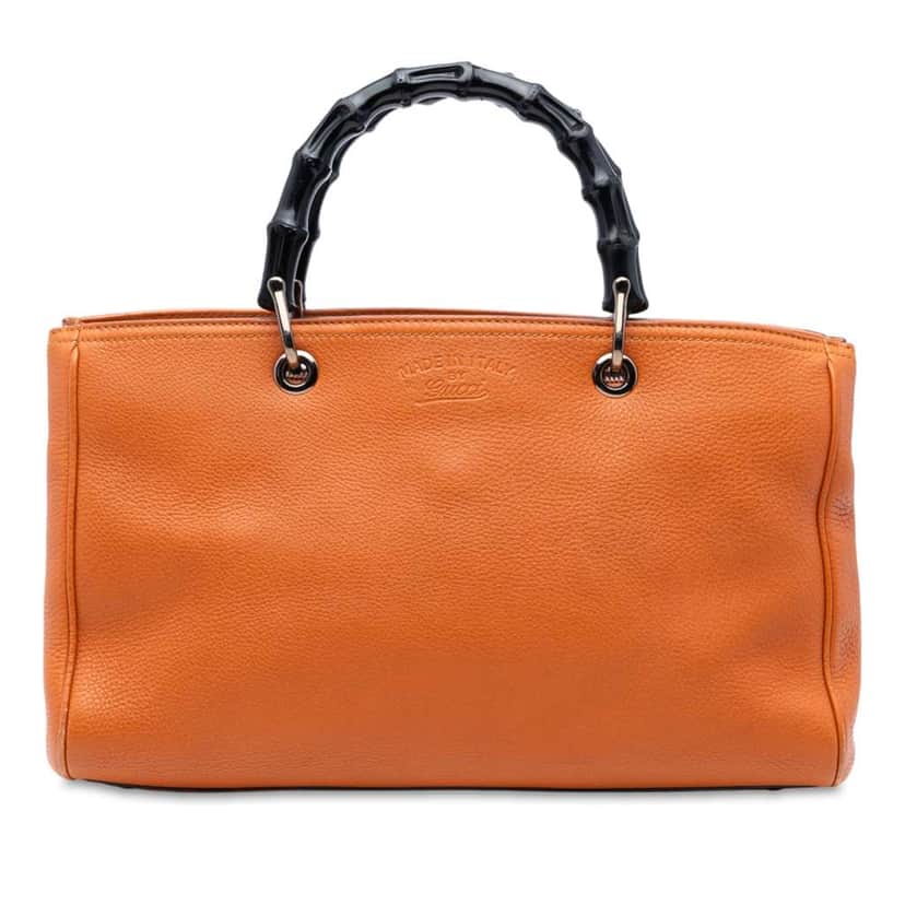 Gucci Medium Calfskin Bamboo Shopper Satchel Orange Leather Good condition - Front View