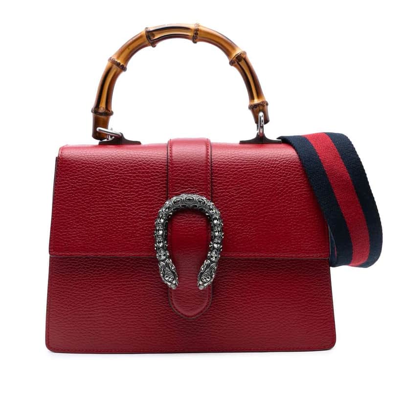 Gucci Medium Bamboo Dionysus Web Satchel Red Leather Good condition - Front View