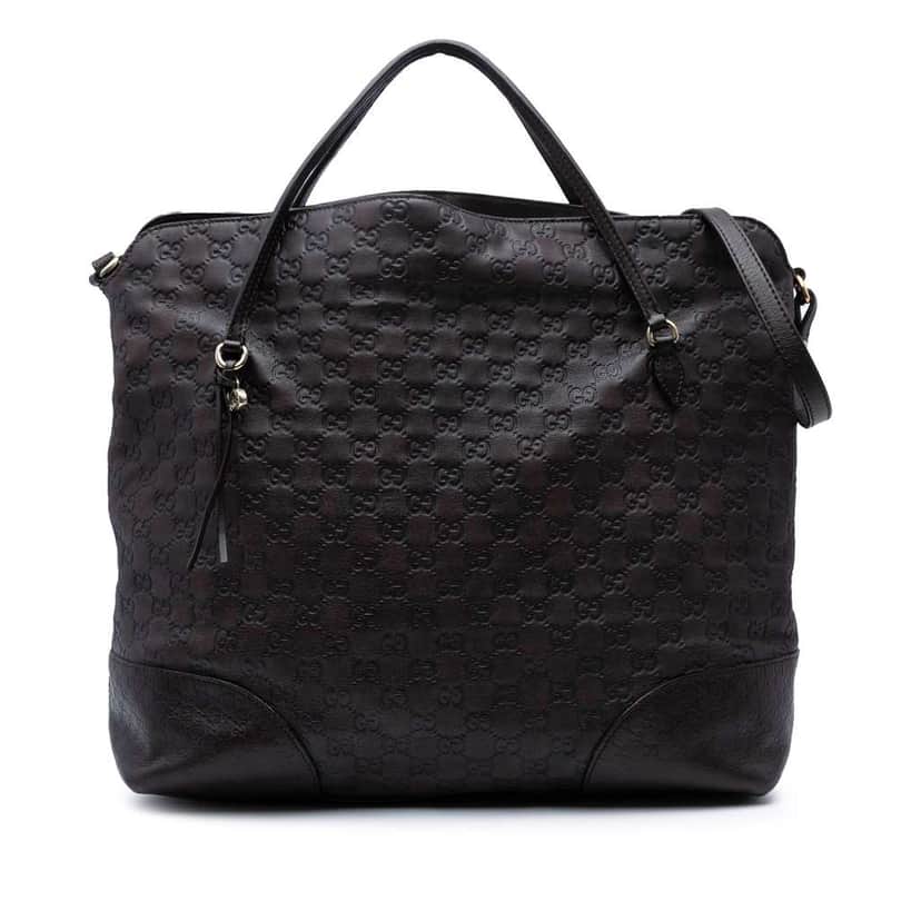 Gucci Large Guccissima Bree Fold Over Tote Brown Leather Fair condition - Front View