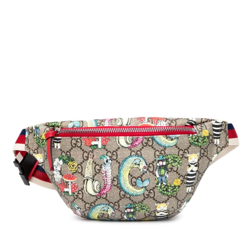 Gucci Yuko Higuchi Childrens GG Supreme Bugs Belt Bag Brown Canvas Good condition - Front View