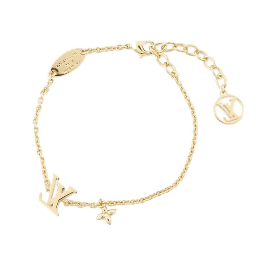 Louis Vuitton Gold Plated Crystal Iconic Bracelet Gold Metal Good condition - Front View