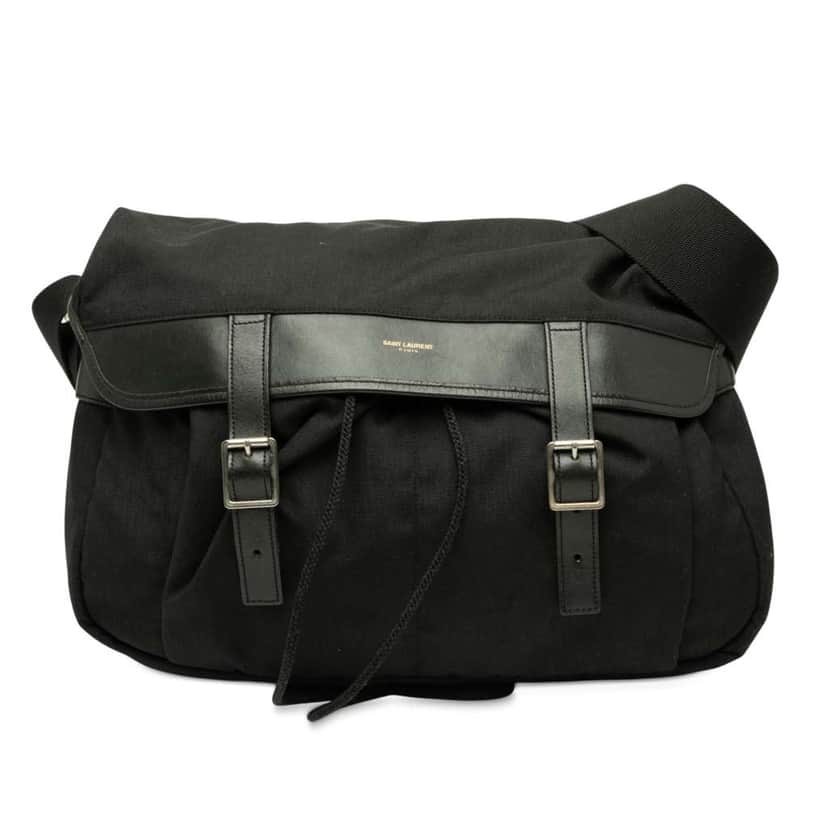 Saint Laurent Canvas Hunting Buckle Messenger Bag Black Canvas Good condition - Front View