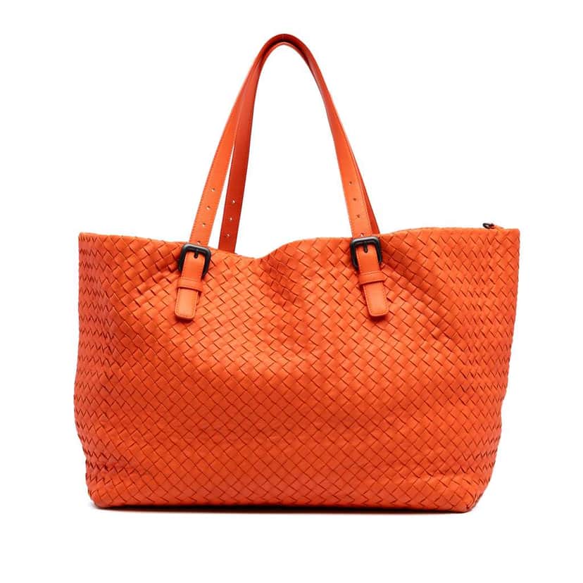 Bottega Veneta Large Nappa Intrecciato Cesta Tote Orange Leather Good condition - Front View